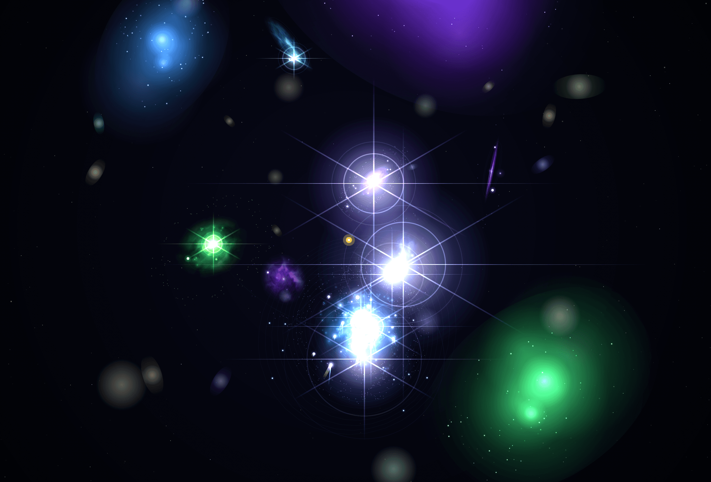 atrium's Observatory — a 3D constellation where each workspace is a glowing galaxy, agent sessions twinkle as stars, and major commits flare as supernovae